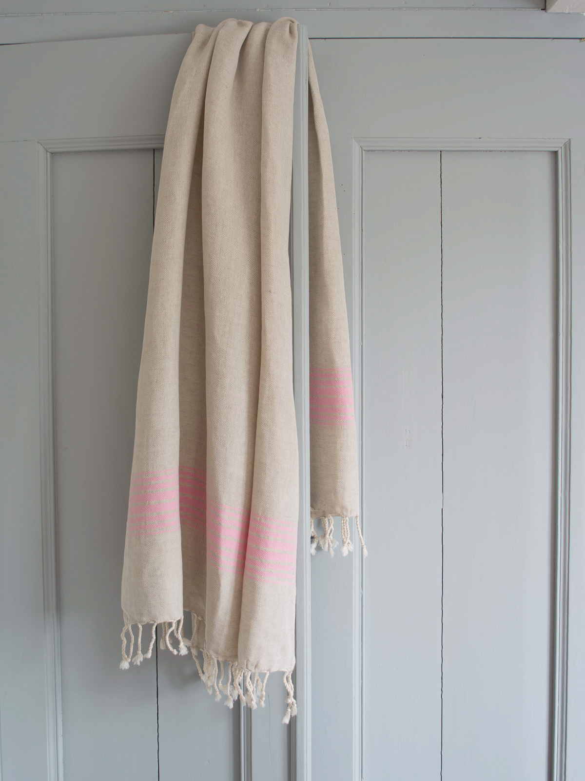 linen hamam towel sorbet pink striped